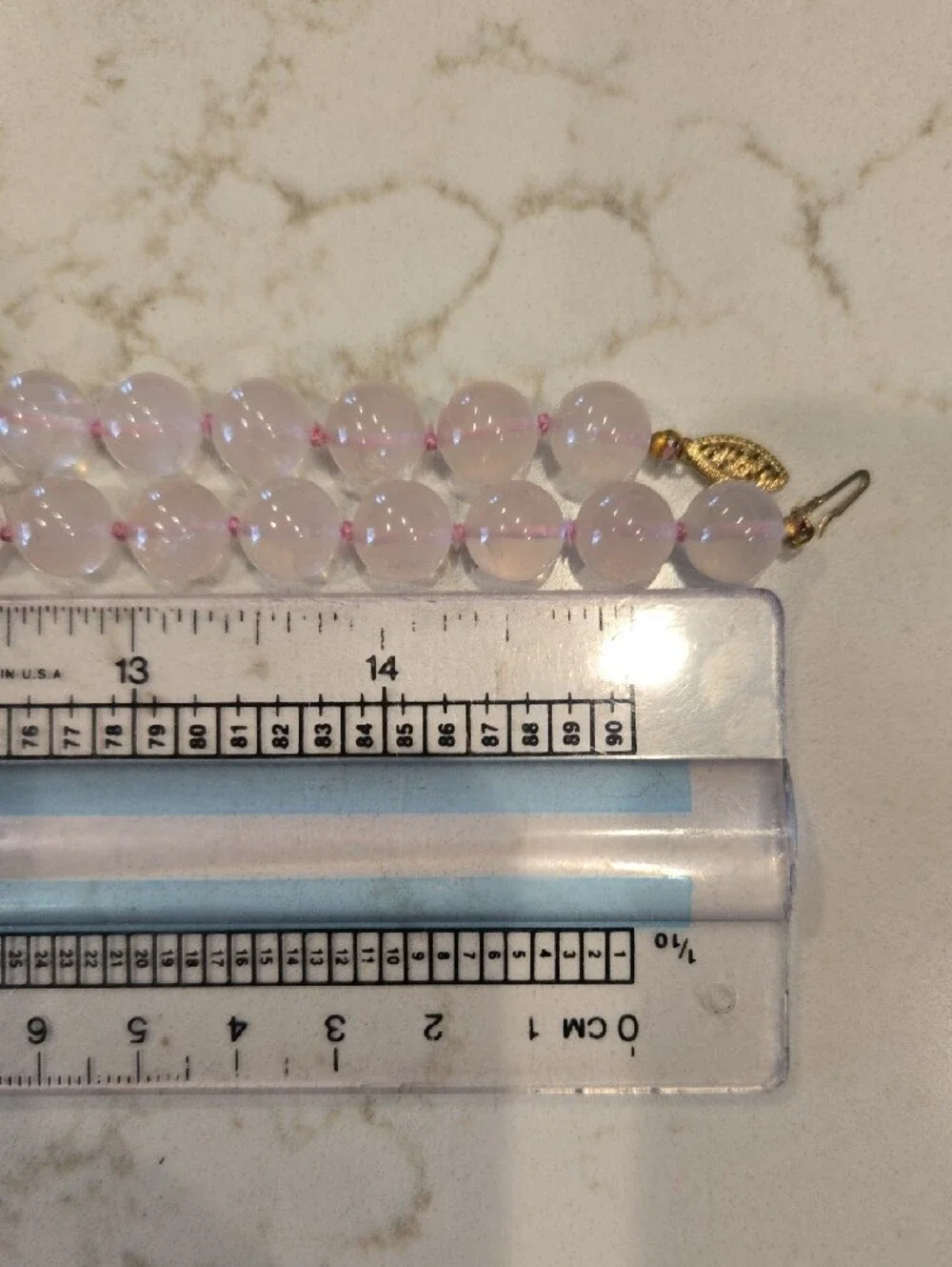 14k Gold Rose Quartz Beaded Necklace with Decorative Accent Beads
